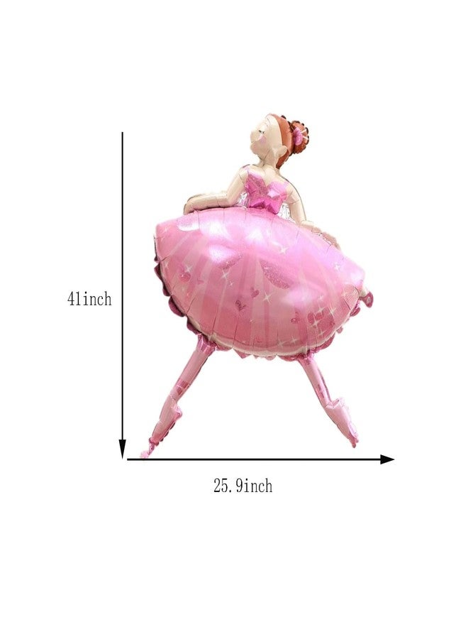 OHLIGEI 4PCS Pink Ballet Dancing Girl Foil Balloon Aluminum Foil Mylar Helium Party Balloon for Birthday Party Decoration Wedding Baby Shower Ballet Dancing Themed Party - Image 2